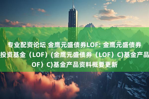 专业配资论坛 金鹰元盛债券LOF: 金鹰元盛债券型发起式证券投资基金（LOF）(金鹰元盛债券（LOF）C)基金产品资料概要更新